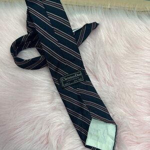 Dior Navy and Red Striped Tie all Silk